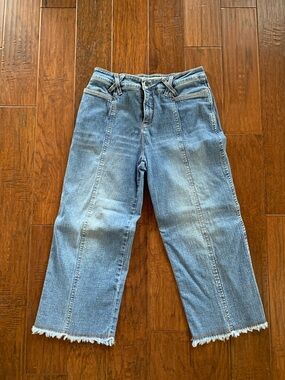 FIBERS BY BARBARA LESSER WIDE LEG CROP JEANS
